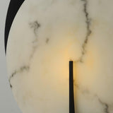 Asteria Alabaster Table Lamp Modern Black Metal Desk Light with Natural Stone Discs