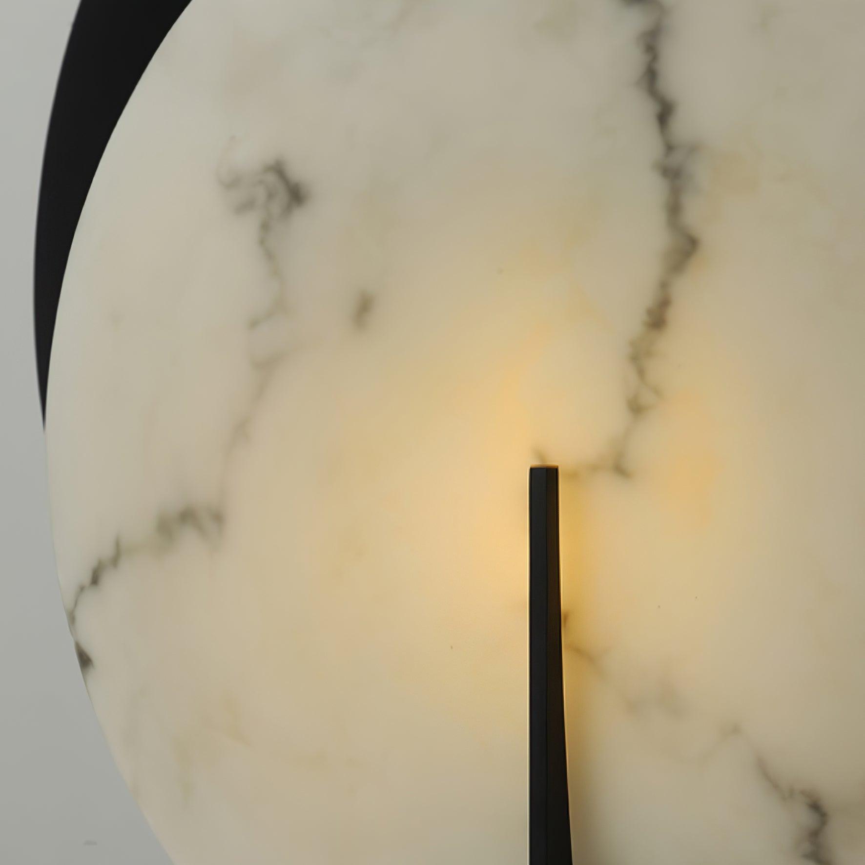 Asteria Alabaster Table Lamp Modern Black Metal Desk Light with Natural Stone Discs
