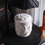 Modern Wooden Stool Style Side Table Lamp with Leather Accents and Candle Warmer Function