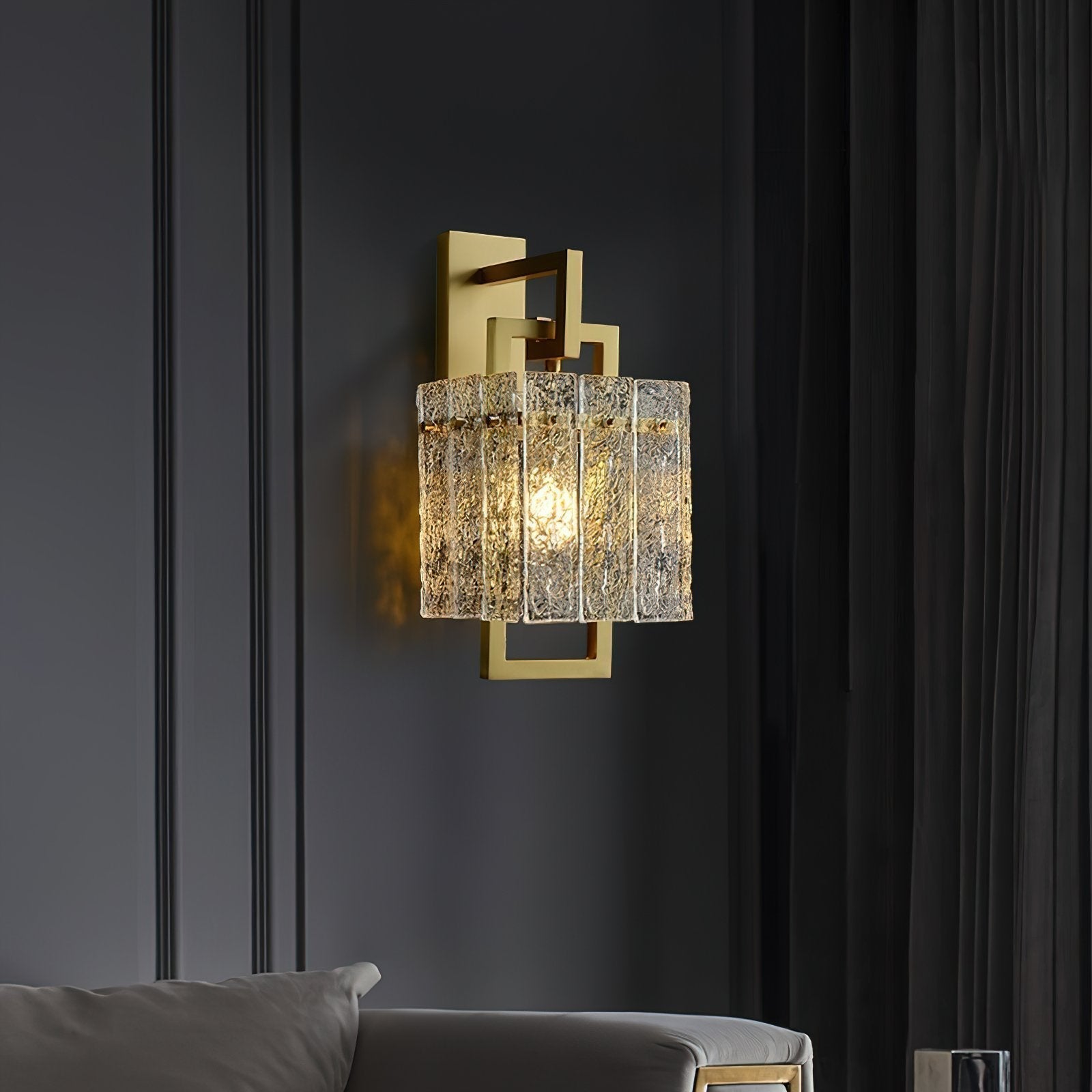 geometric-brass-wall-light-with-corrugated-glass-shade-for-modern-indoor-home-decor