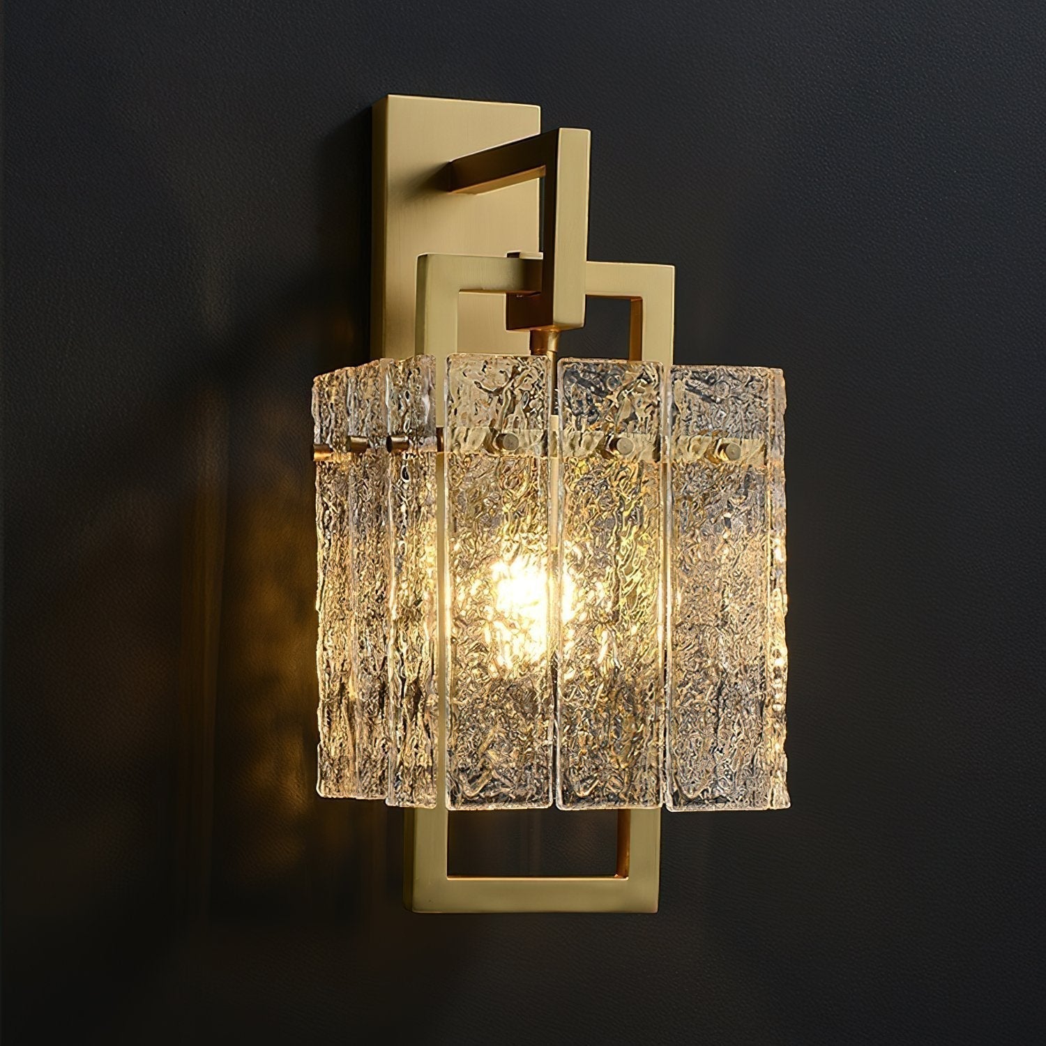geometric-brass-wall-light-with-corrugated-glass-shade-for-modern-indoor-home-decor