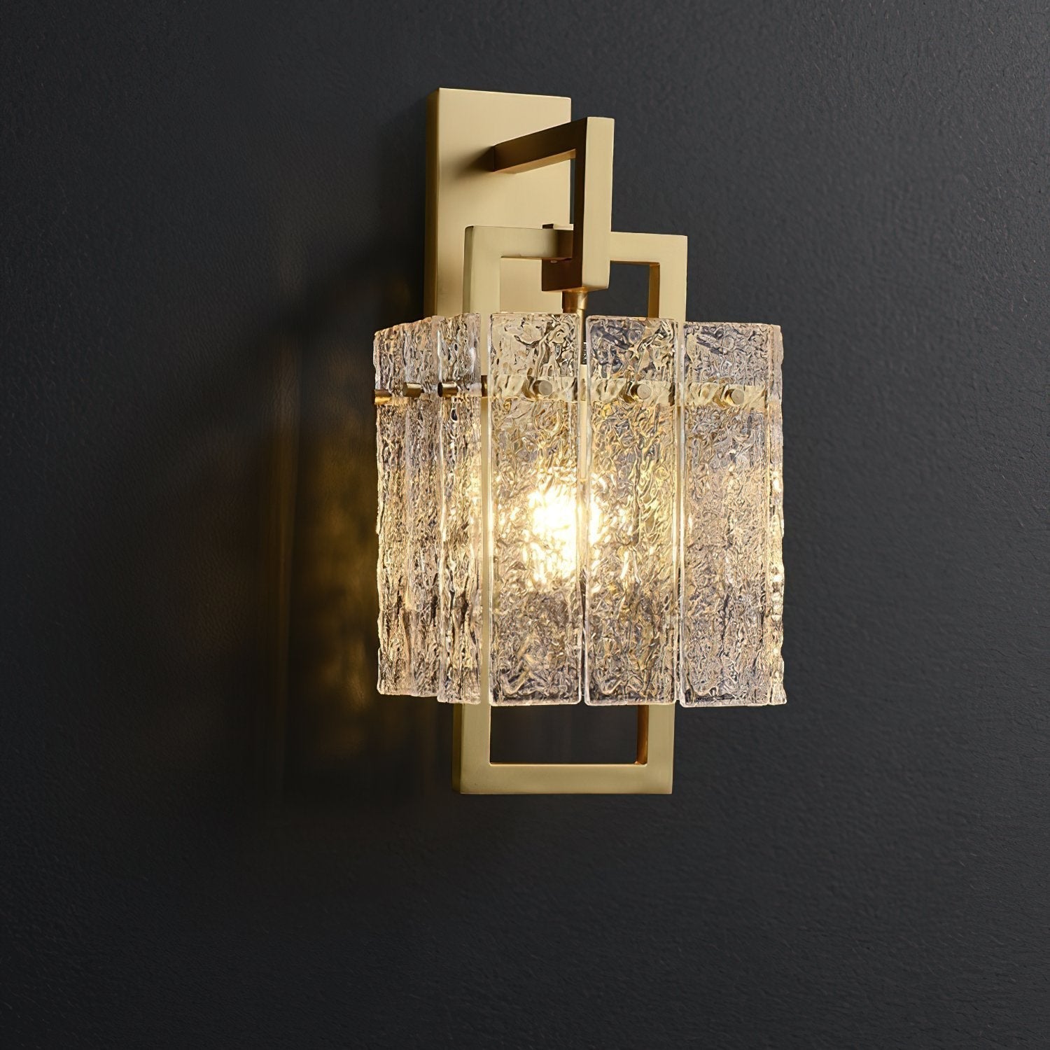 geometric-brass-wall-light-with-corrugated-glass-shade-for-modern-indoor-home-decor