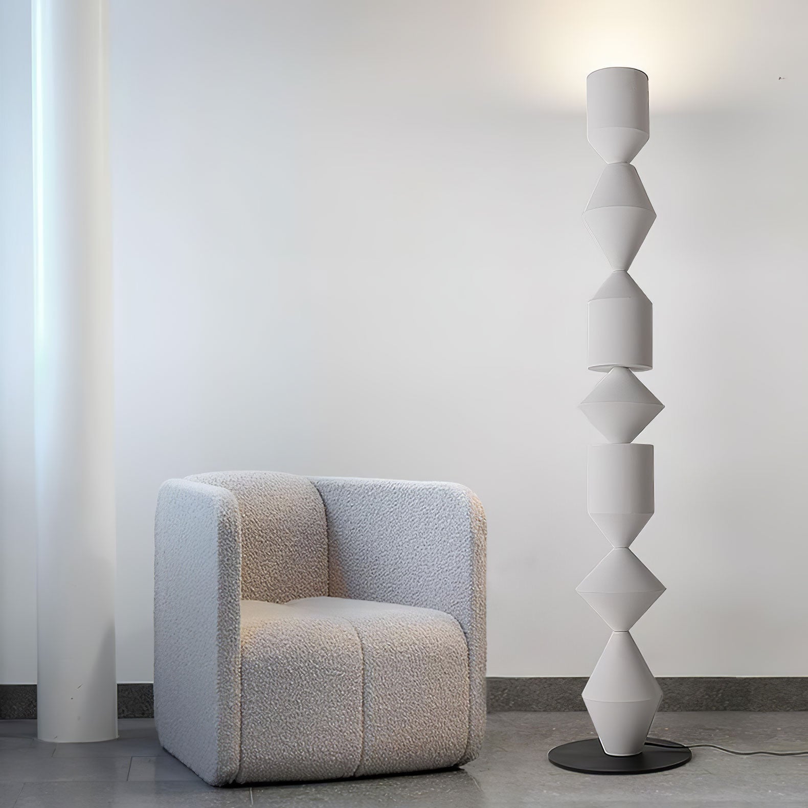 Modern Costantina Geometric Tower Floor Lamp with Diamond LED Segments