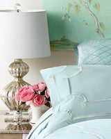 Elegant Mercury Glass Bedside Nightstand Lamp with Fabric Drum Shade Silver Finish