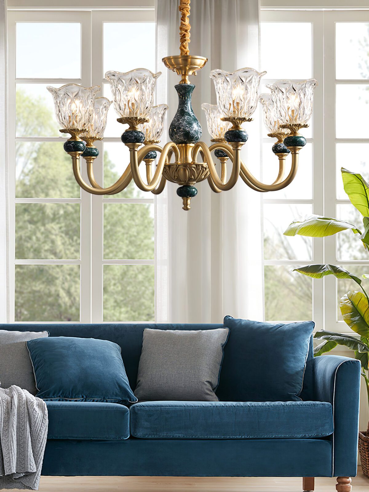 vintage-green-ceramic-and-brass-chandelier-luxury-copper-pendant-ceiling-light