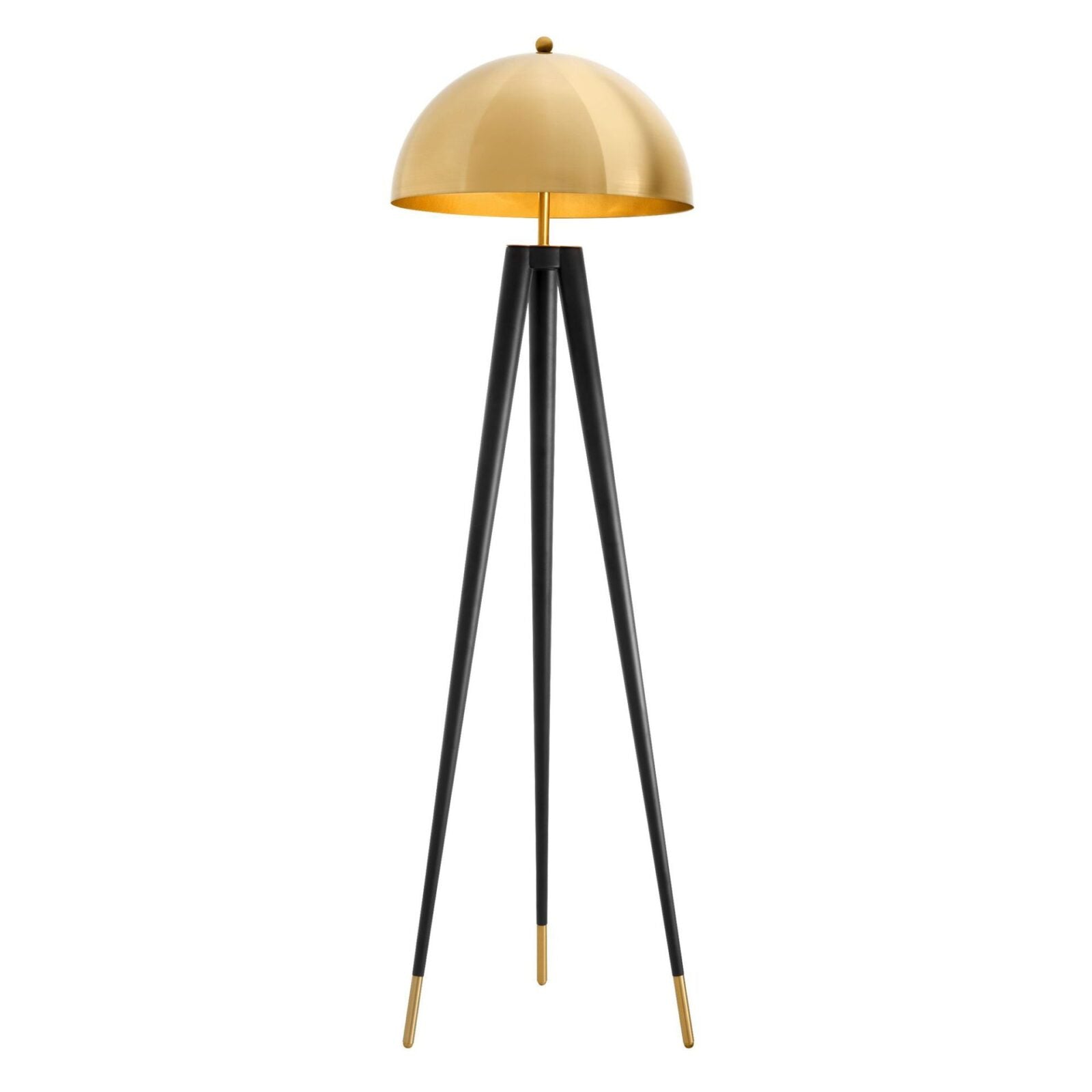 mid-century-modern-tripod-floor-lamp-with-dome-gold-metal-shade-and-black-legs