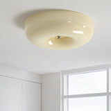 Cream Pudding Round Glass Ceiling Lamp Modern Minimalist LED Flush Mount Lighting Fixture
