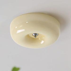Cream Pudding Round Glass Ceiling Lamp Modern Minimalist LED Flush Mount Lighting Fixture