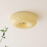 Cream Pudding Round Glass Ceiling Lamp Modern Minimalist LED Flush Mount Lighting Fixture