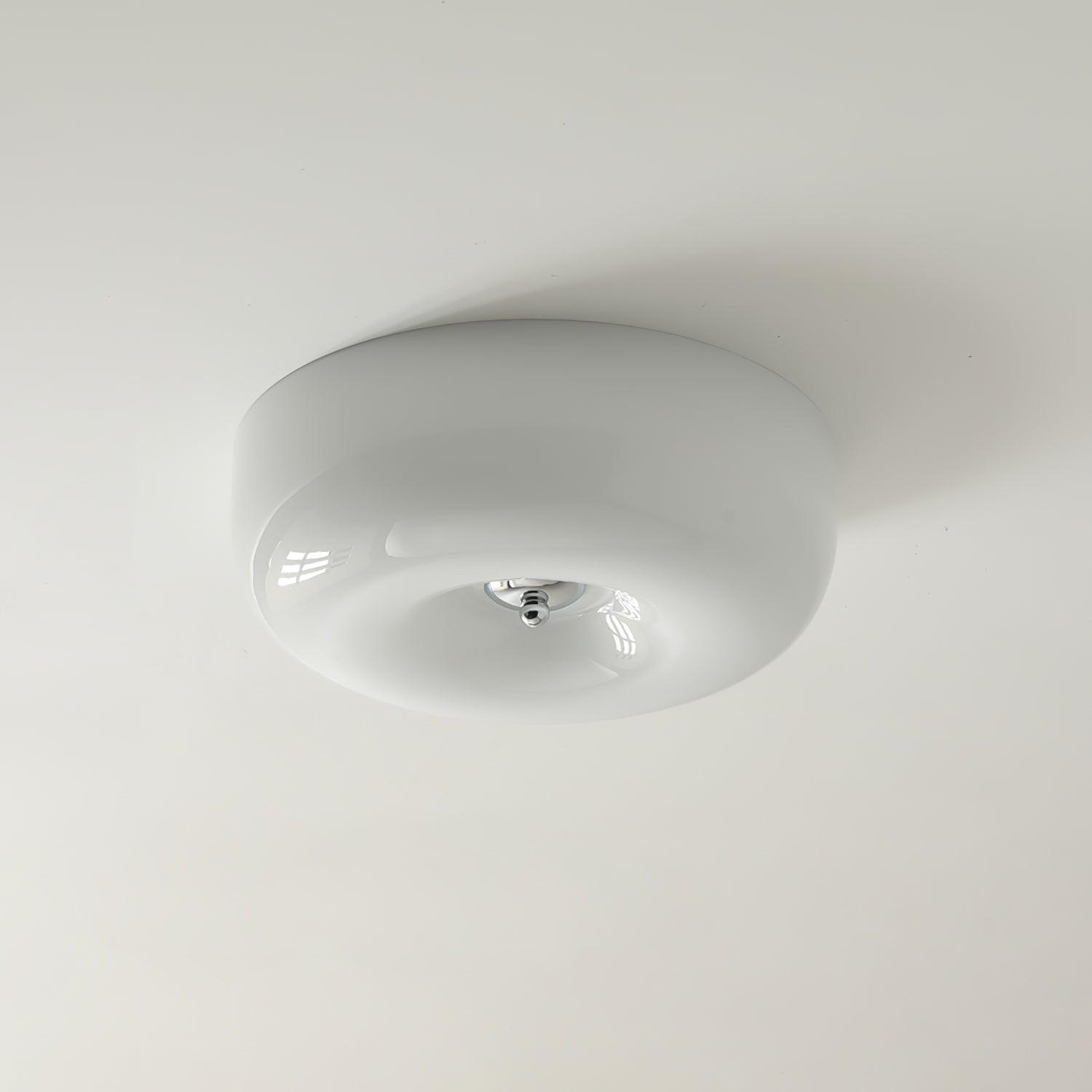 Cream Pudding Round Glass Ceiling Lamp Modern Minimalist LED Flush Mount Lighting Fixture
