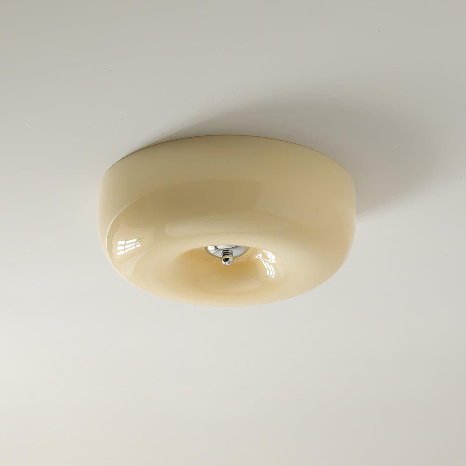 Cream Pudding Round Glass Ceiling Lamp Modern Minimalist LED Flush Mount Lighting Fixture