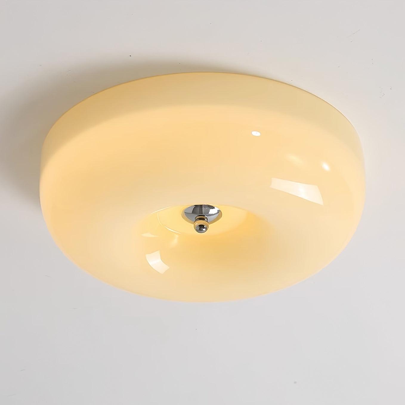 Cream Pudding Round Glass Ceiling Lamp Modern Minimalist LED Flush Mount Lighting Fixture