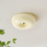 Cream Pudding Round Glass Ceiling Lamp Modern Minimalist LED Flush Mount Lighting Fixture