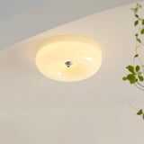 Cream Pudding Round Glass Ceiling Lamp Modern Minimalist LED Flush Mount Lighting Fixture
