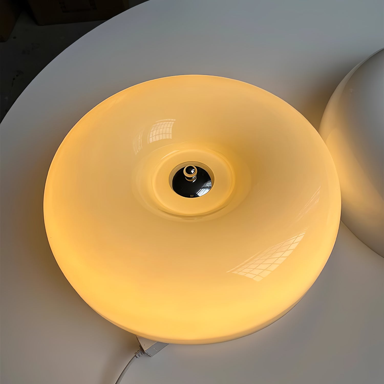 Cream Pudding Round Glass Ceiling Lamp Modern Minimalist LED Flush Mount Lighting Fixture