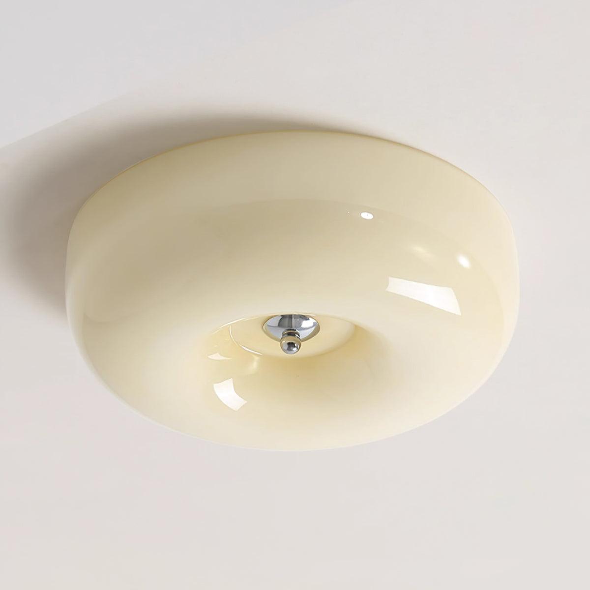 Cream Pudding Round Glass Ceiling Lamp Modern Minimalist LED Flush Mount Lighting Fixture