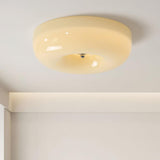 Cream Pudding Round Glass Ceiling Lamp Modern Minimalist LED Flush Mount Lighting Fixture