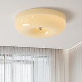 Cream Pudding Round Glass Ceiling Lamp Modern Minimalist LED Flush Mount Lighting Fixture