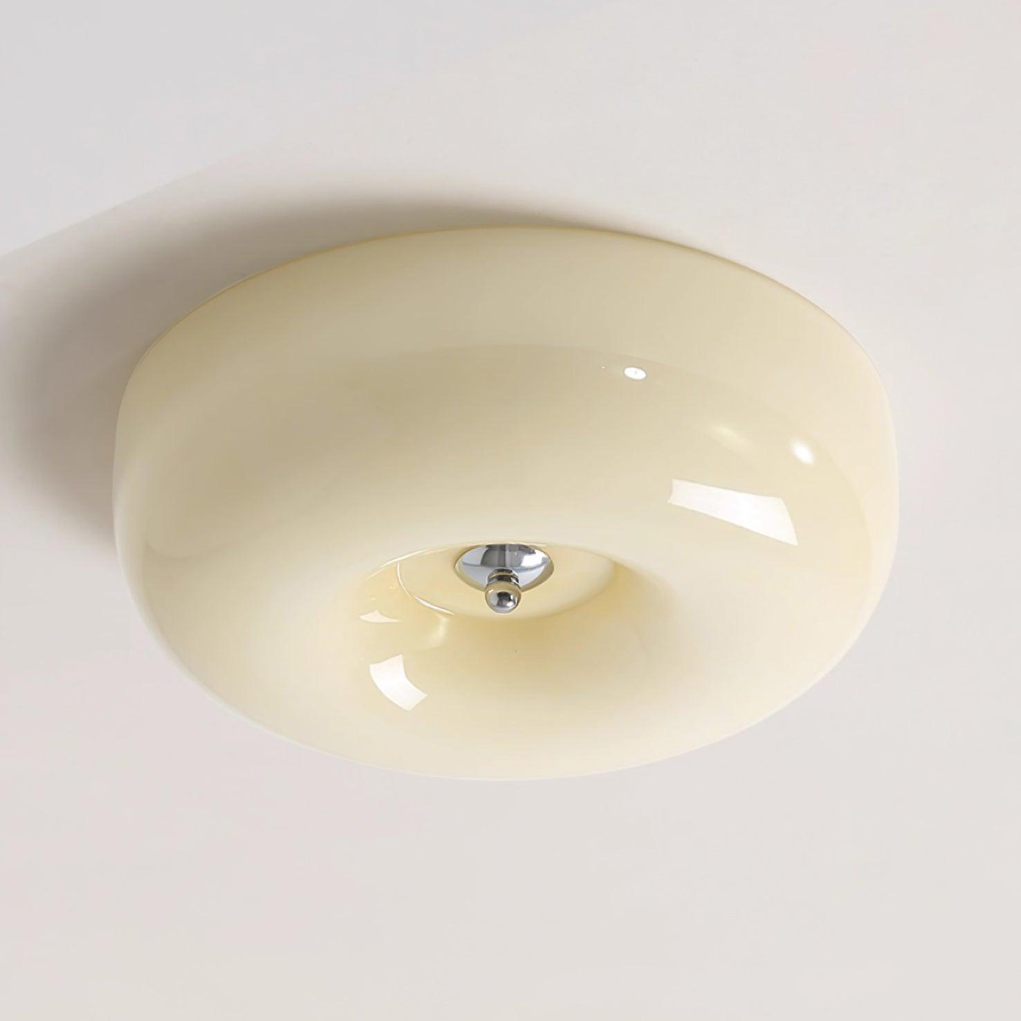 Cream Pudding Round Glass Ceiling Lamp Modern Minimalist LED Flush Mount Lighting Fixture