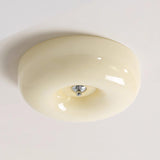 Cream Pudding Round Glass Ceiling Lamp Modern Minimalist LED Flush Mount Lighting Fixture