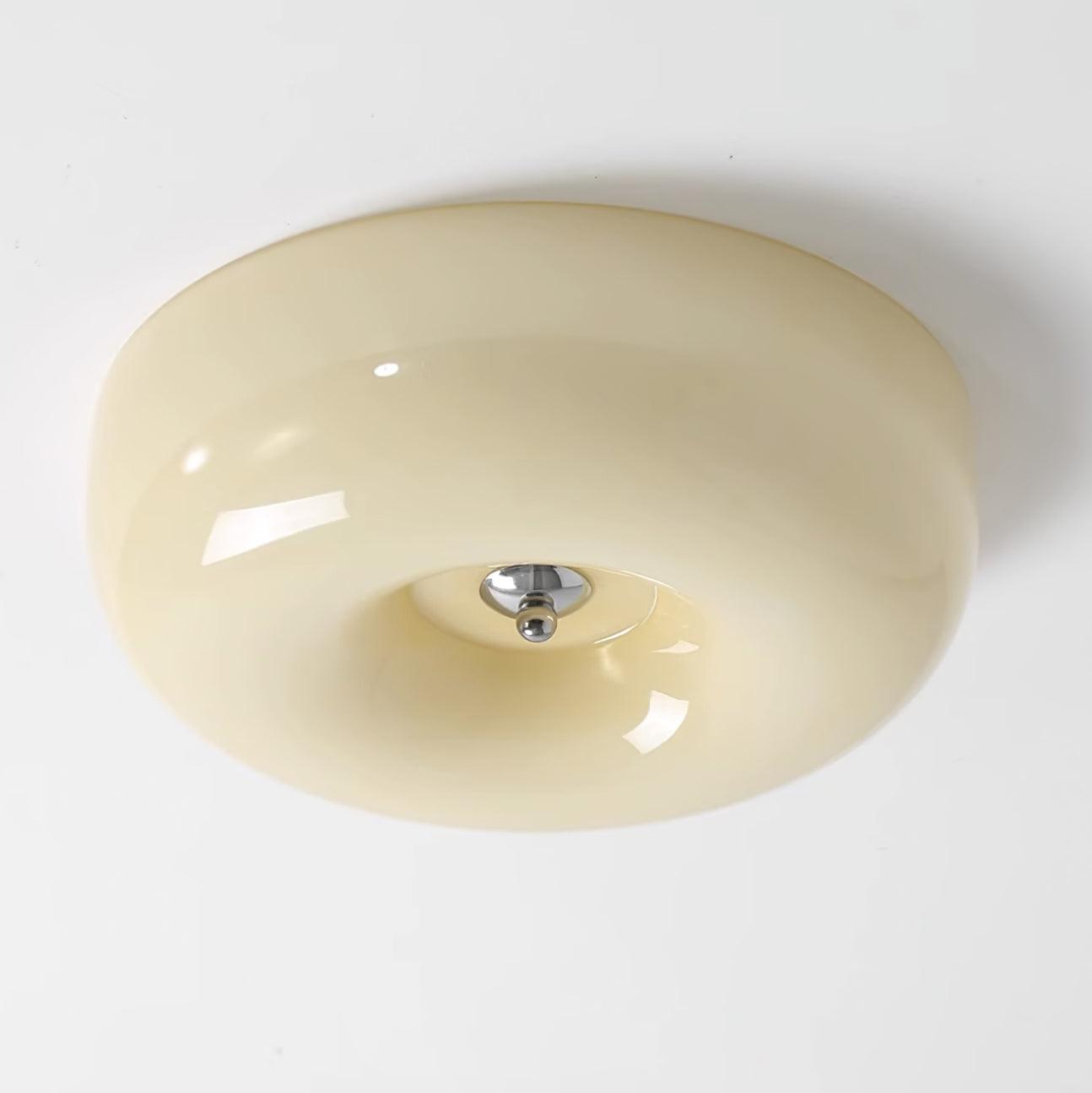 Cream Pudding Round Glass Ceiling Lamp Modern Minimalist LED Flush Mount Lighting Fixture