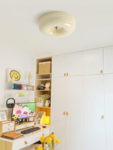 Cream Pudding Round Glass Ceiling Lamp Modern Minimalist LED Flush Mount Lighting Fixture