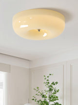 Cream Pudding Round Glass Ceiling Lamp Modern Minimalist LED Flush Mount Lighting Fixture