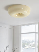 Cream Pudding Round Glass Ceiling Lamp Modern Minimalist LED Flush Mount Lighting Fixture