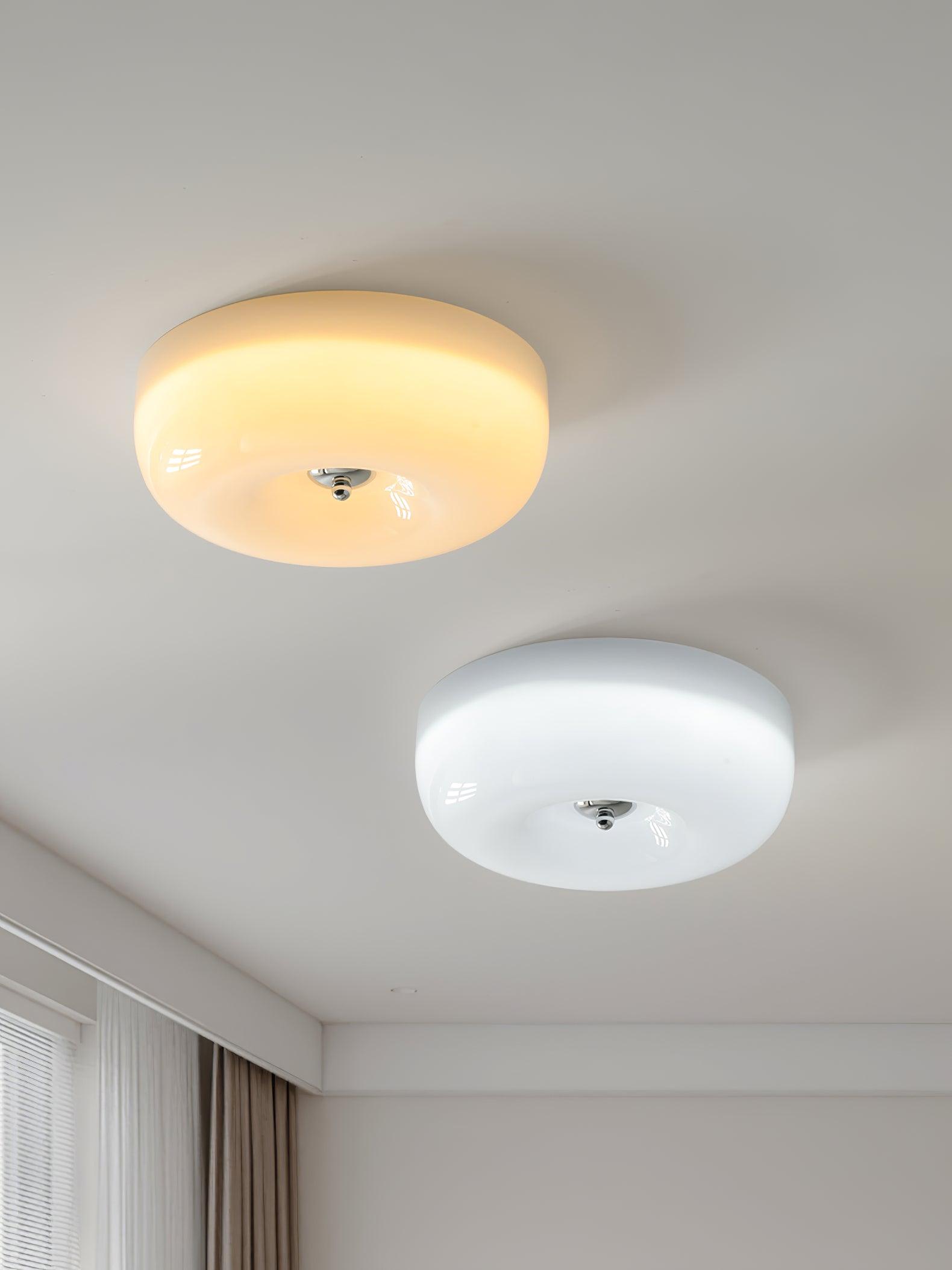 Cream Pudding Round Glass Ceiling Lamp Modern Minimalist LED Flush Mount Lighting Fixture