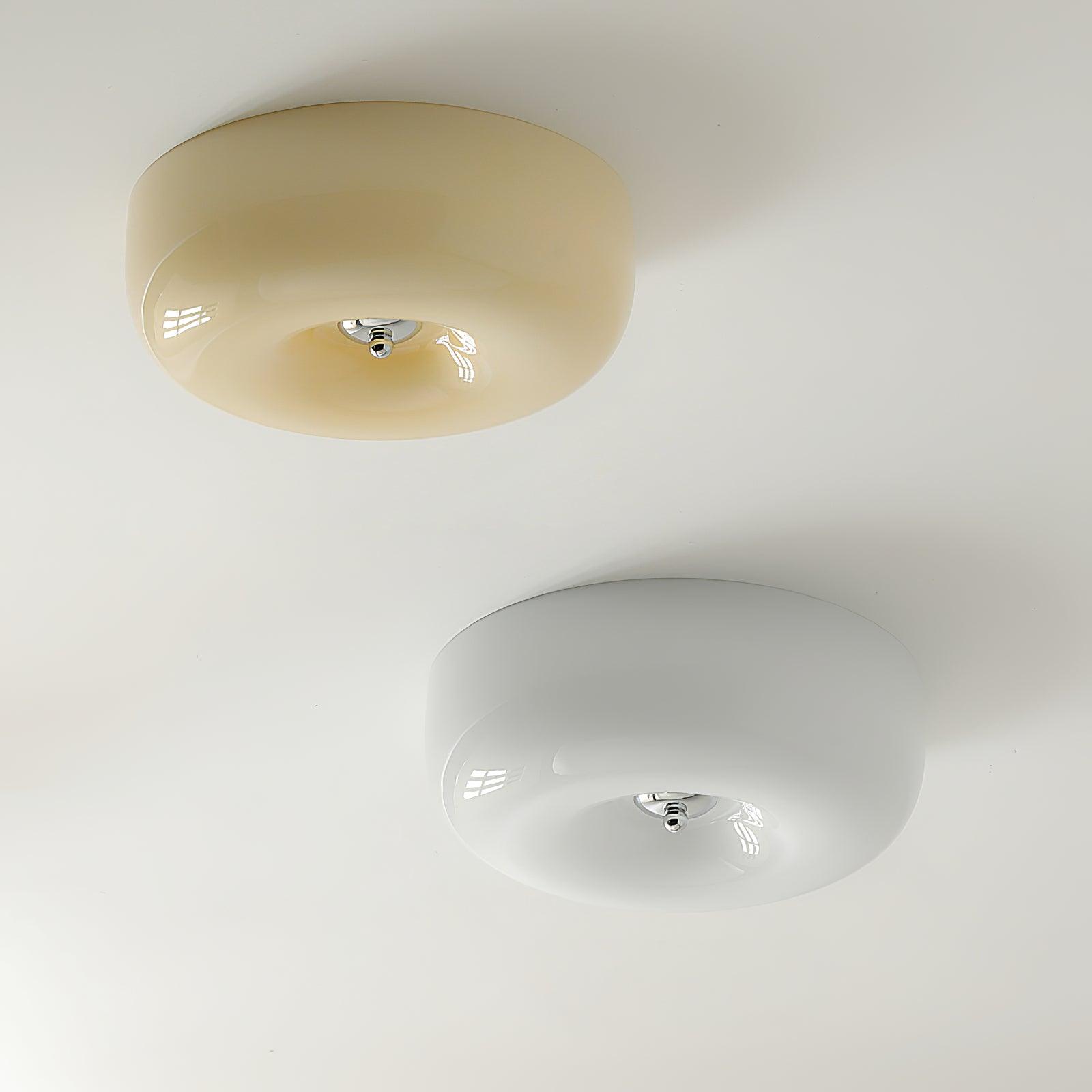 Cream Pudding Round Glass Ceiling Lamp Modern Minimalist LED Flush Mount Lighting Fixture