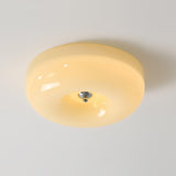 Cream Pudding Round Glass Ceiling Lamp Modern Minimalist LED Flush Mount Lighting Fixture