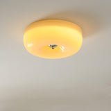 Cream Pudding Round Glass Ceiling Lamp Modern Minimalist LED Flush Mount Lighting Fixture