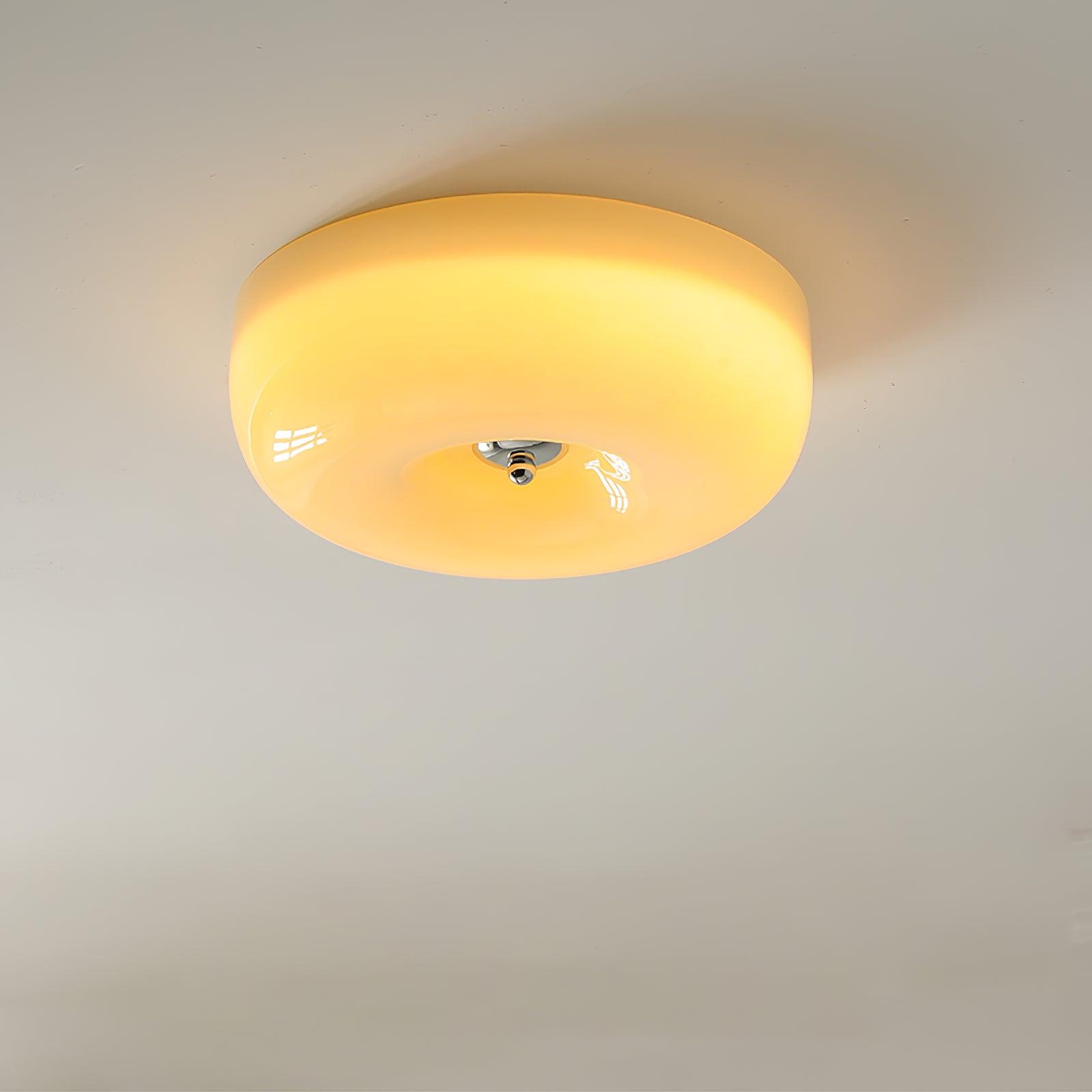 Cream Pudding Round Glass Ceiling Lamp Modern Minimalist LED Flush Mount Lighting Fixture