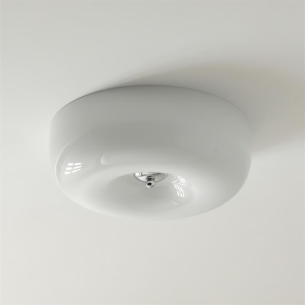 Cream Pudding Round Glass Ceiling Lamp Modern Minimalist LED Flush Mount Lighting Fixture