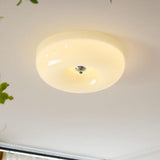 Cream Pudding Round Glass Ceiling Lamp Modern Minimalist LED Flush Mount Lighting Fixture