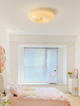 Cream Pudding Round Glass Ceiling Lamp Modern Minimalist LED Flush Mount Lighting Fixture