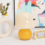 Creamy Mushroom Pleated Glass Table Lamp for Bedroom and Living Room Accent Lighting