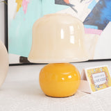 Creamy Mushroom Pleated Glass Table Lamp for Bedroom and Living Room Accent Lighting