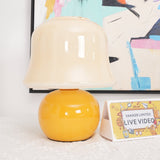 Creamy Mushroom Pleated Glass Table Lamp for Bedroom and Living Room Accent Lighting