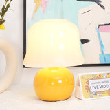 Creamy Mushroom Pleated Glass Table Lamp for Bedroom and Living Room Accent Lighting