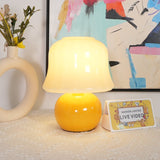 Creamy Mushroom Pleated Glass Table Lamp for Bedroom and Living Room Accent Lighting