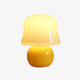 Creamy Mushroom Pleated Glass Table Lamp for Bedroom and Living Room Accent Lighting