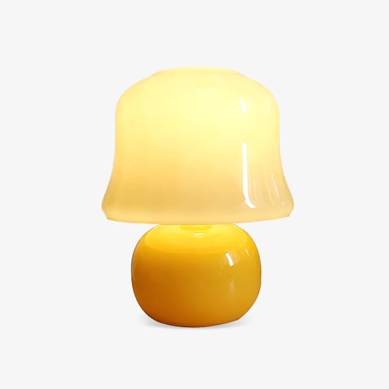 Creamy Mushroom Pleated Glass Table Lamp for Bedroom and Living Room Accent Lighting