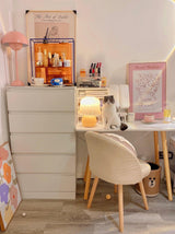 Creamy Mushroom Pleated Glass Table Lamp for Bedroom and Living Room Accent Lighting