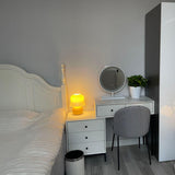 Creamy Mushroom Pleated Glass Table Lamp for Bedroom and Living Room Accent Lighting