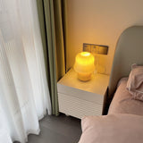 Creamy Mushroom Pleated Glass Table Lamp for Bedroom and Living Room Accent Lighting