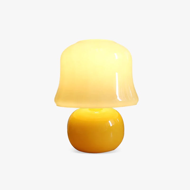 Creamy Mushroom Pleated Glass Table Lamp for Bedroom and Living Room Accent Lighting