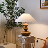 Modern Creative Gourd Table Lamp Ash Wood Nightstand Light for Bedroom and Living Room