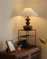 Modern Creative Gourd Table Lamp Ash Wood Nightstand Light for Bedroom and Living Room