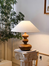 Modern Creative Gourd Table Lamp Ash Wood Nightstand Light for Bedroom and Living Room